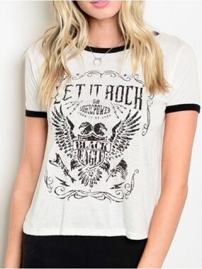 Let It Rock Ringer Tee - White/Black